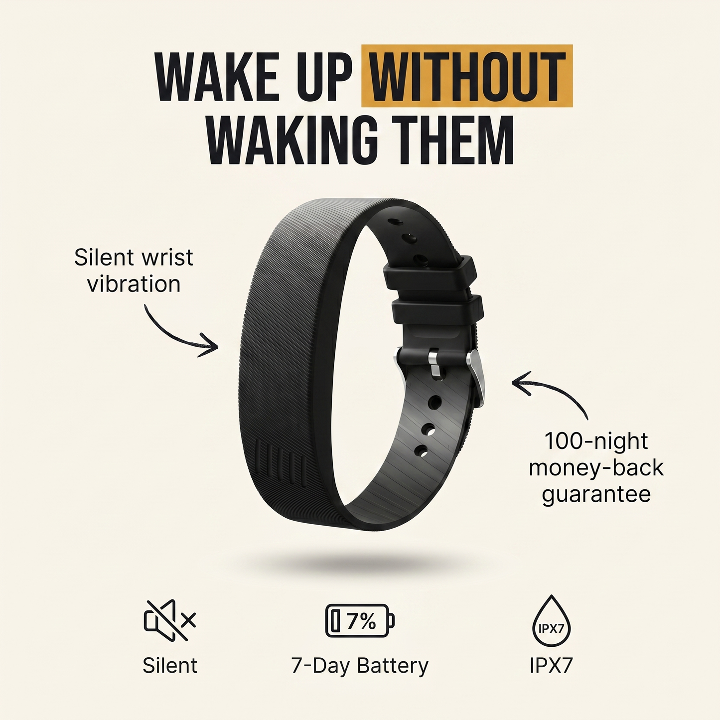 SoMora silent vibration alarm band — wake up without waking your partner